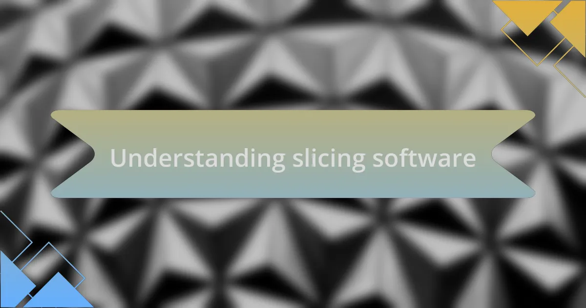 Understanding slicing software